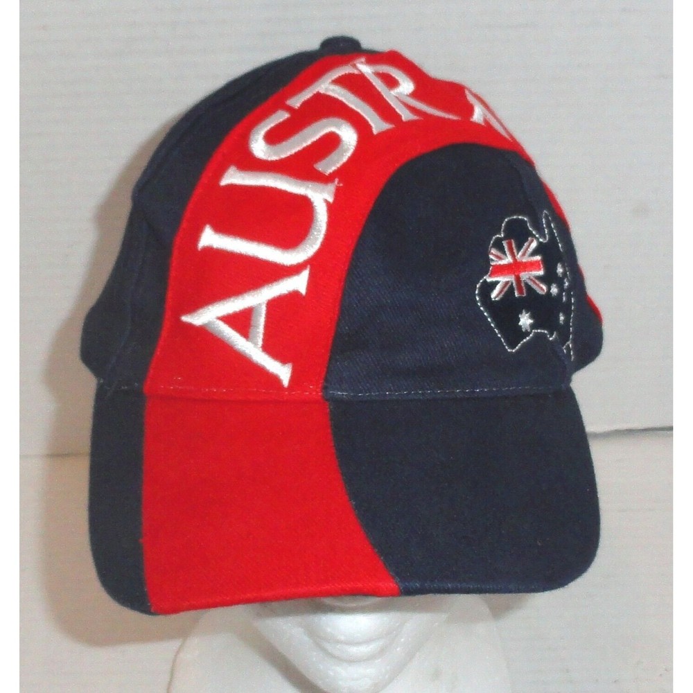 Australia Spell Out & Flag Hook & Loop Adjustable Hat - Navy/White/Red